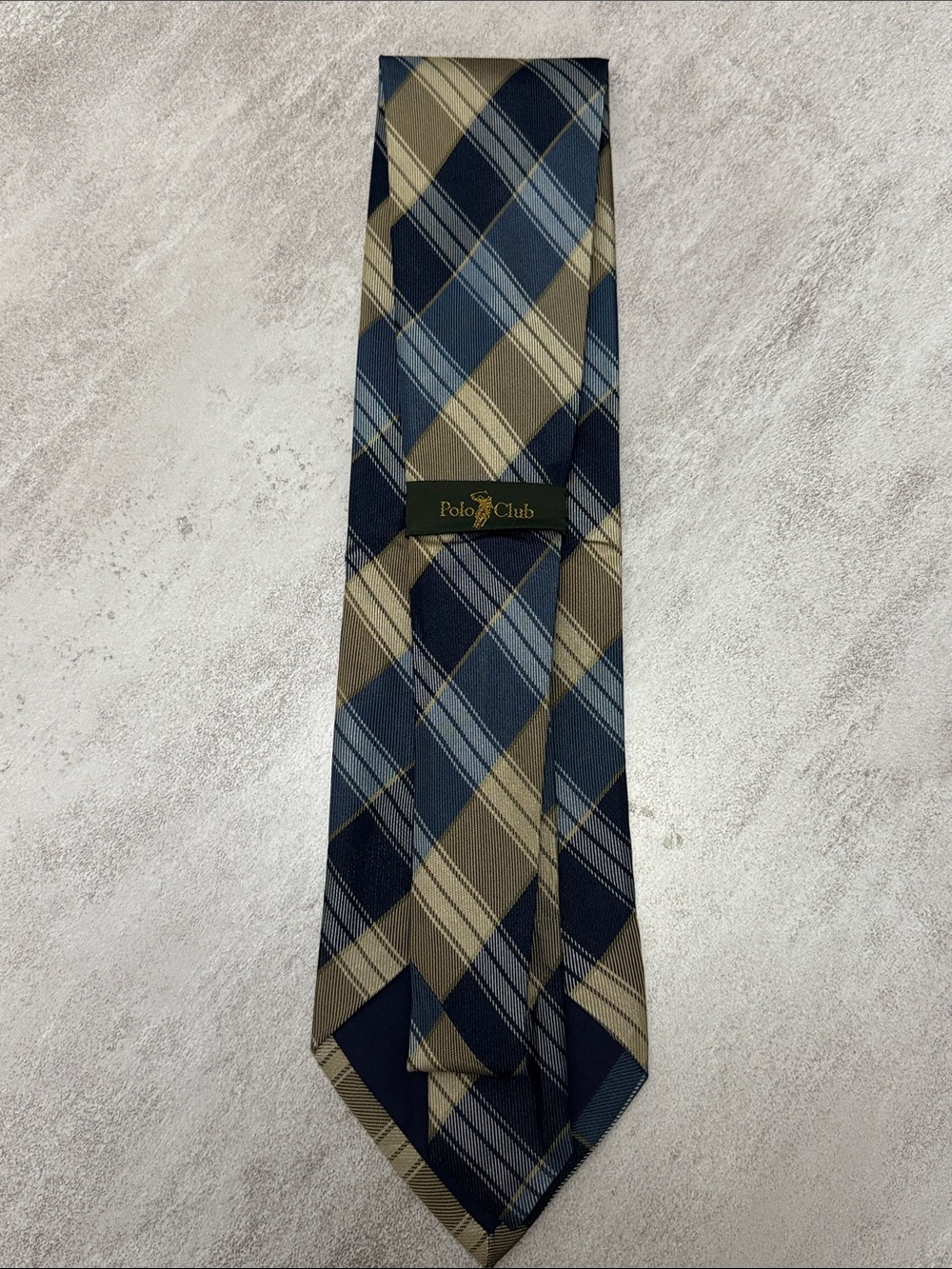 Men's Plaid Tie in Navy and Tan